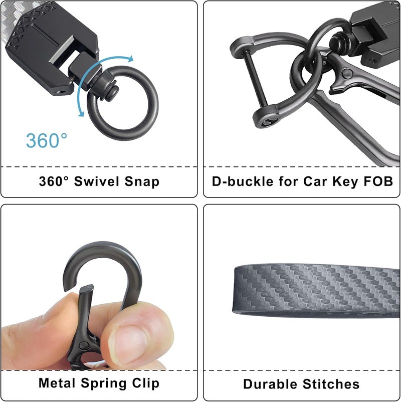 OHKYOOT Store Leather Car Keychain,Carabiner Clip Key Fob Keychain for Home Car Keys Women Men - Image 2
